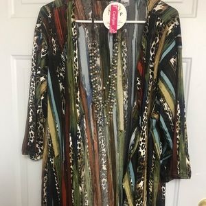 Leopard print cardigan & necklace